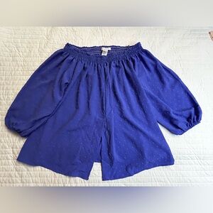 Arielle blue textured off shoulder top